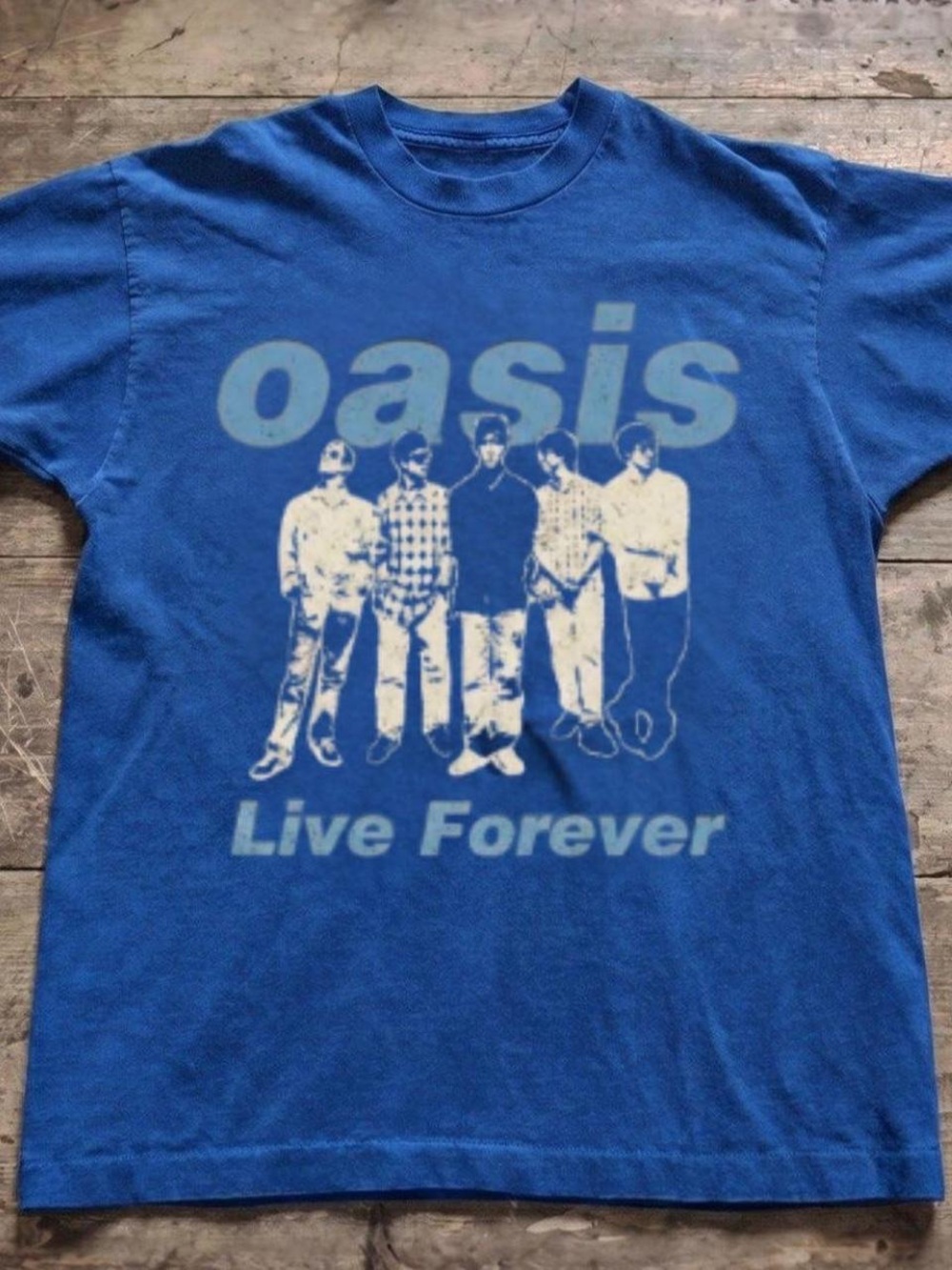 Oasis 'Live Forever' Graphic T‑Shirt in Blue